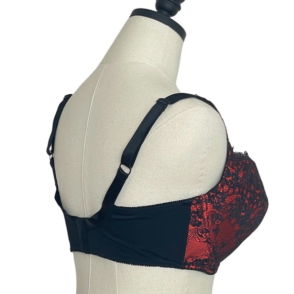 Fredrick’s of Hollywood Red and Black Lacy Underwire Bra Size 40F - Picture 6 of 12